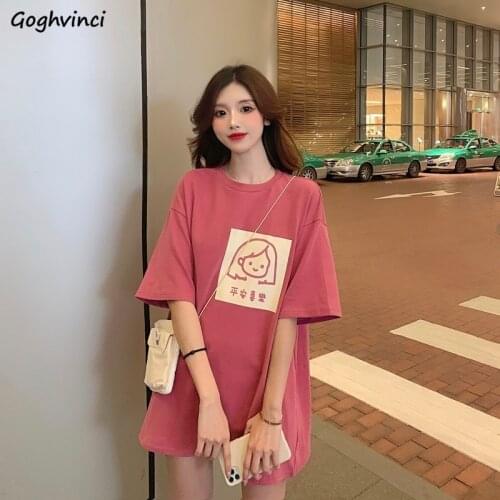 T-shirts Women Cartoon Printed Kawaii Pink Large Size 2XL Korean Style Harajuku All-match Popular Hot Selling Trendy Daily Chic