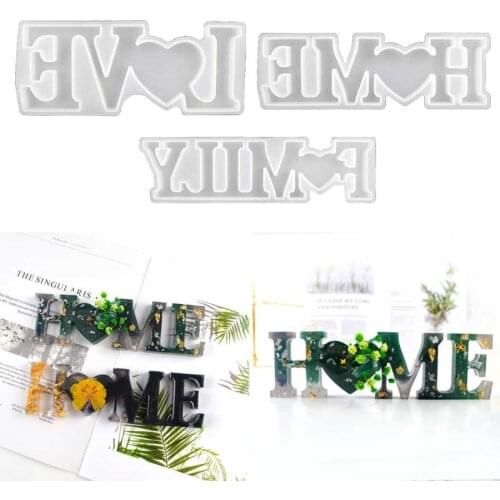 3 Pcs LOVE FAMILY HOME English Alphabet Decorations Crystal Epoxy Resin Mould