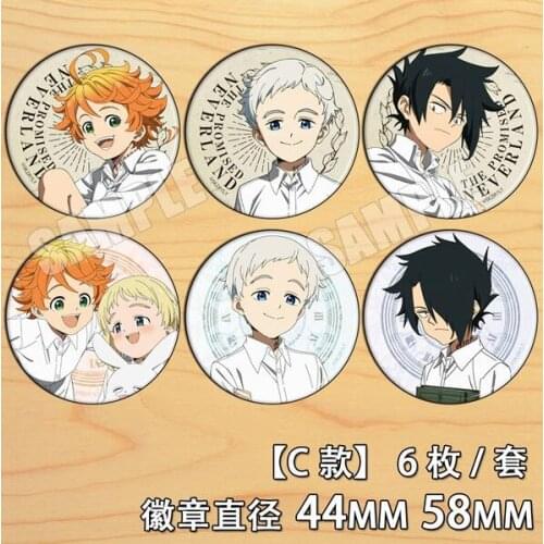 Anime The Promised Neverland Norman Emma Ray Figure 4634 Badges Round Brooch Pin Gifts Kids Collection Toy