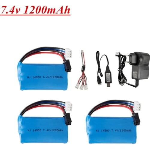 7.4V 1200mAh Li-ion battery for Electric Toys water bullet gun toys accessory 7.4 V 2S battery charger set for Vehicles RC toys