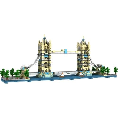 London Tower Bridge Diamond Mini Building Block World Famous Architecture Model Collection Mirco Brick Toys with 1910pcs