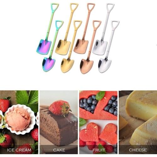 4pcs Tiny Coffee Spoon Stainless Steel Ice Cream Pudding Dessert Spoons Polished Finish Watermelon Flat Shovel Kitchen Gadgets