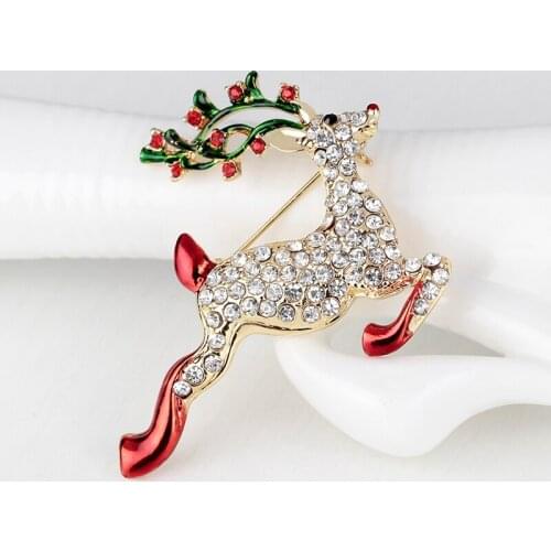 Fashion Upscale Women Deer Shape Brooches Corsage Christmas Gifts Fashion Fine Women Crystal Brooch Jewelry Accessories