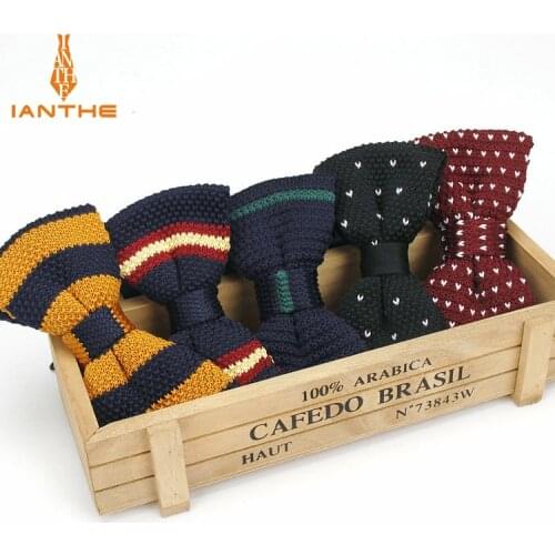 New Style Men Women Knit Bowtie Adjustable Butterfly Double Deck Neckwear Bowties Designer Knitting Wedding Knitted Bow Tie