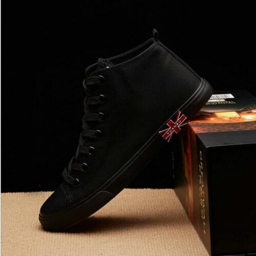 New Summer Autumn Brand Sneaker Breathable Boys Black White high top Canvas Shoes Men Flats Lace-up Mens Casual Shoes LE-83