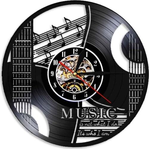 Music Its Not What I Do, Its Who I Am Musical Quote Rock n Roll Home Decor Guitar Wall Clock Vintage Vinyl Record Wall Clock
