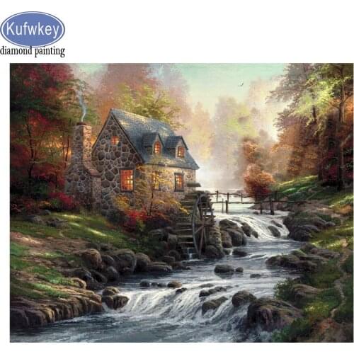 Waterfall forest mazayka bead embroidery full drill Diamond painting 5d Cross Stitch Rhinestone mosaic image 3d nature scenery