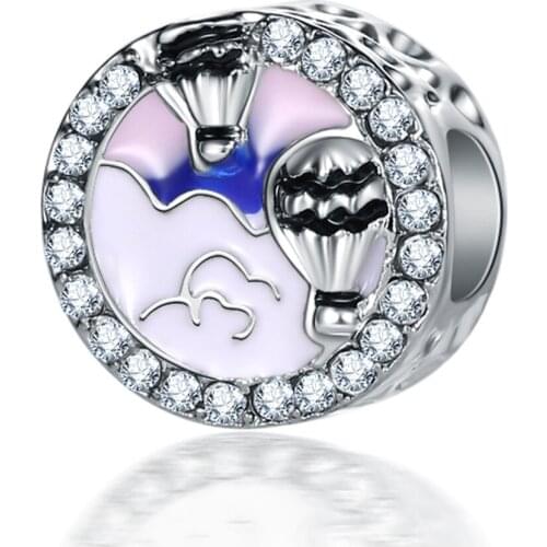 New Original Alloy Bead Simple Hot Air Balloon Charm Fit Pandora Bracelet Bangle Necklace DIY Women Jewelry