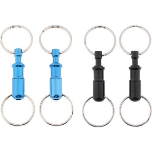Lot of 4 Pull Apart Keychain Quick Release Separate Keyrings Dual Split Rings