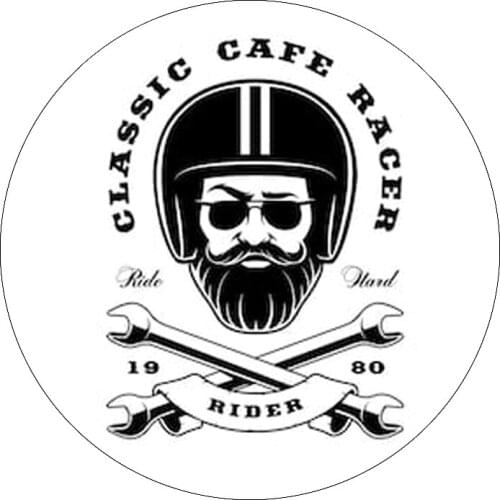 Beard crossed wrenches classic cafe racer ride hard rider sticker decal