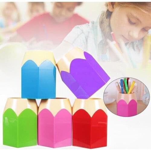 Portable Pen Vase Pencil Pot Makeup Brush Holder Stationery Desk Tidy Plastic Desk Organizer Container School Office Supplies