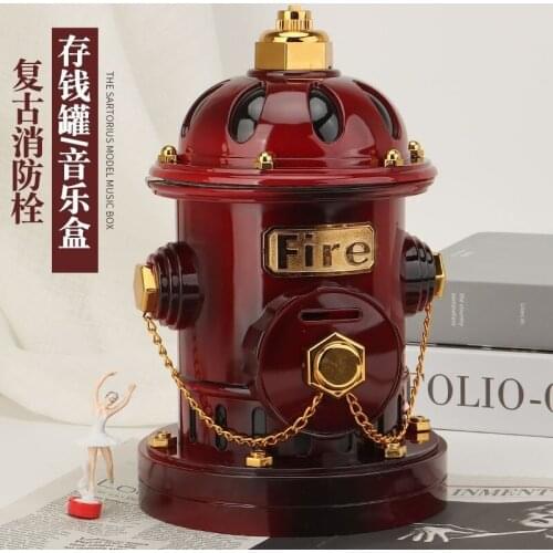 European-style Retro Practical Furniture Ornaments Fire Hydrant Piggy Bank Music Box Shooting Decorations Girls Birthday Gifts