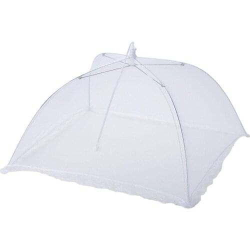 1pc Up Mesh Screen Food Covers White Square Large Folding Tent Dome Net Umbrella Picnic Protector Cover Eating Table Insect Q3D4