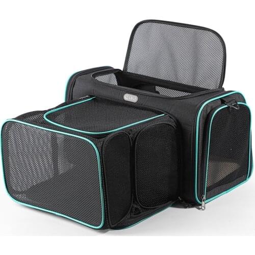 Pet Carrier Bags Breathable Unilateral Expandable Expanded Cat Dog Bag Outgoing Travel Portable Folding Pet Bag Transporter