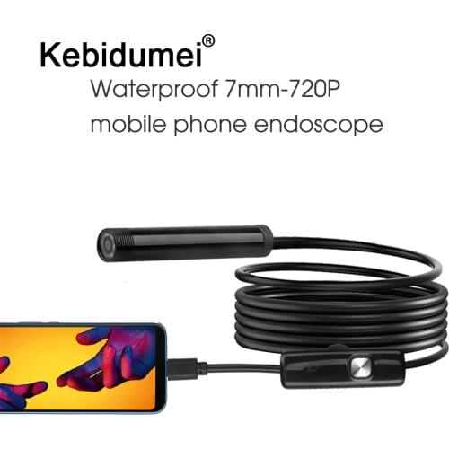 Kebidumei USB Endoscope Waterproof 6 LED 1m 7mm Phone Endoscope 720P HD Borescope Snake Inspection Tube Video Camera Newest