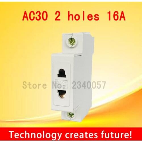 1P Single One 1 Pole US EU 2 Pin Plug 35mm DIN Rail Mount AC Power ac30 Modular Socket 10-16A 250V AC socket Connector