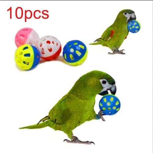 10pcs Pet Parrot Toys accessories Hollow Rolling Bell Ball Bird Toy Parakeet Cockatiel Parrot Chew Cage Fun Toy vogelspeelgoed