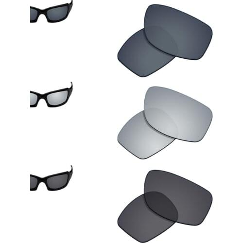 SmartVLT 3 Pairs Polarized Sunglasses Replacement Lenses for Oakley Fives Squared-Black Shield & Silver & Solid Black