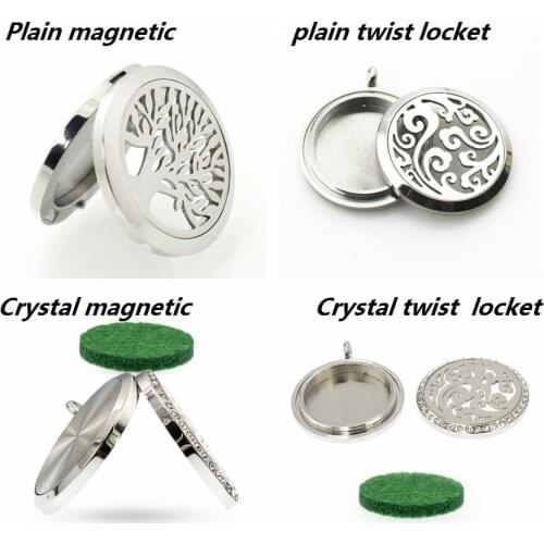 30mm Diffuser Locket Stainless Steel Perfume Pendant Essential Oil Aroma Free 10pad Women Gift No Chain Fit Necklace Collars