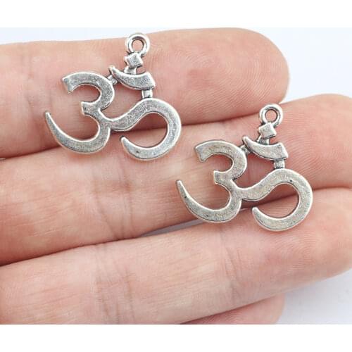 Good Quality 30 Pieces/Lot 21mm*22mm Alloy Antique Small Metal OM Charms
