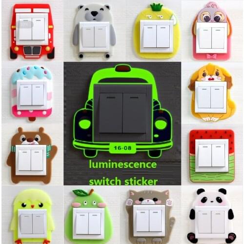 3D cartoon luminous switch sticker socket protection sticker childrens room luminous wall sticker home decoration sticker