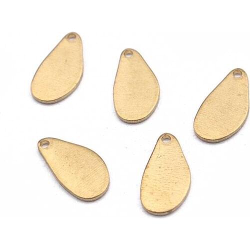 40pcs/lot Raw Brass 7x14mm Small Water Drop Charms Bracelet End Beads For DIY Earrings Jewelry Making Findings Accessories