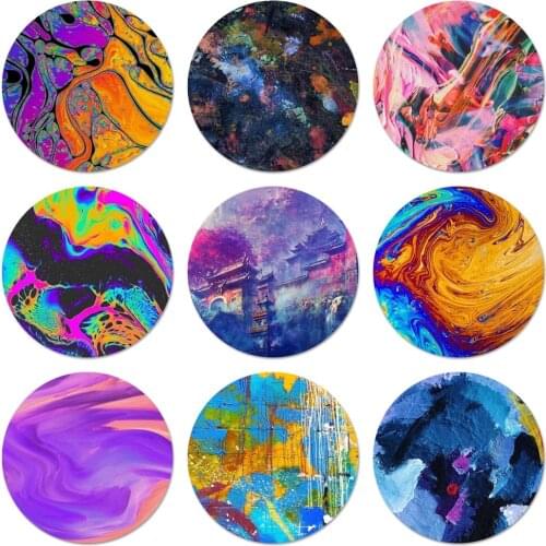 58mm Abstract oil painting summer feeling Icons Pins Badge Decoration Brooches Metal Badges For Clothes Backpack Decoration