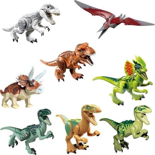 8pcs /Lot Building Jurassic Blocks World Dinosaur Figures Bricks Dino Toys For Children Dinosaurios