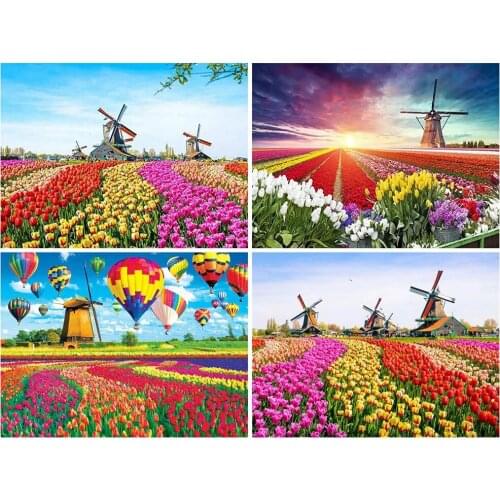 Diamond Art Painting Nordic Home Decor Landscape Jewel Cross Stitch Hot Air Balloon Flower Handmade Diy Paint 5D Diamond