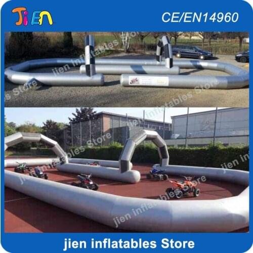 Free air ship to door,10x6m silvery inflatable race track sport games/go kart inflatable air track