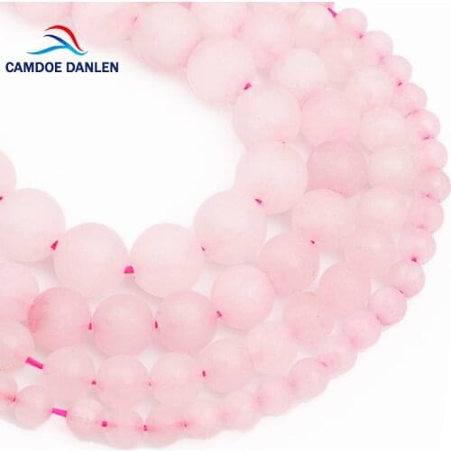 CAMDOE DANLEN Natural Rock Crystal Pink Rose Quart Matte Dull Polish Beads 4 6 8 10 12mm Loose Beads Fit DIY For Jewelry Making