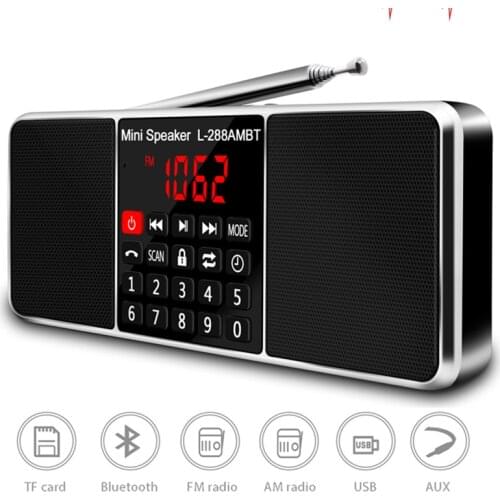 Digital Portable Radio AM FM Bluetooth Speaker Stereo MP3 Player TF/SD Card USB Drive Handsfree Call LED Display Speakers
