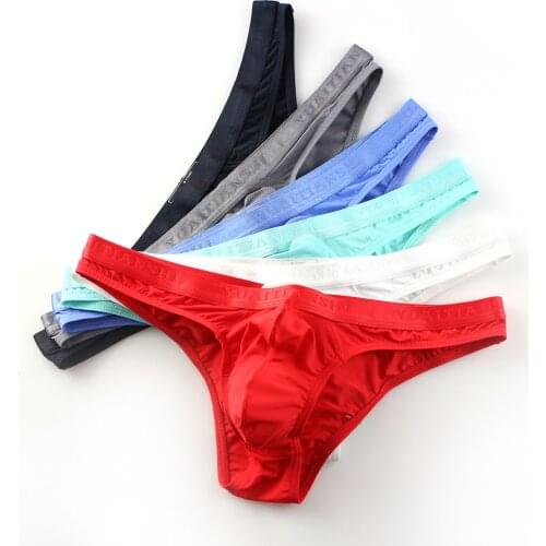 Mens Transparent Sexy Panties U Convex Underpants Bullet Separation Thin Solid Color Low Rise Dream