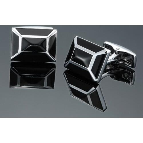 DY High quality brass hand polished black square Enamel Cufflinks Mens French shirt Cufflinks free shipping