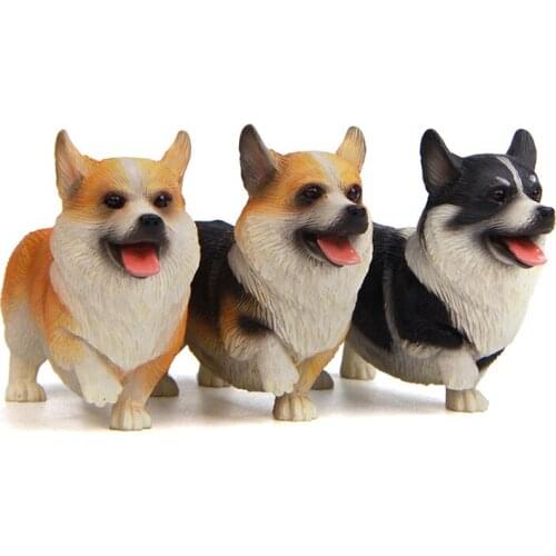 Welsh Corgi Dog Model Action Figure Corgi Simulation Animal Figurine Collection Miniatures Kids Toys for Children Gifts