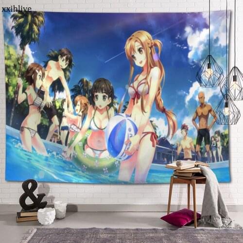 Hot Sale Custom Cute Anime Girl Printed Tapestry Background Decorative Tapestry Various Sizes Wall Hanging Decor 100x150cm