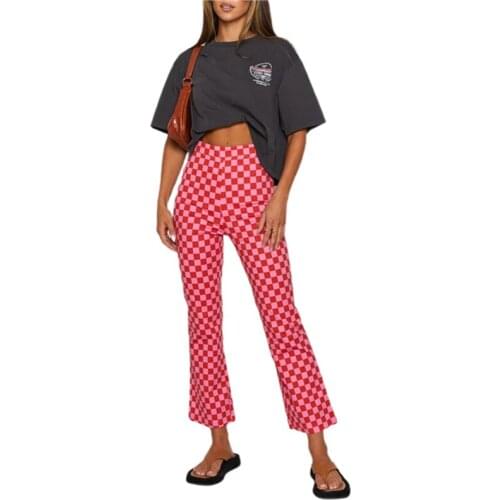 Xingqing Plaid Color Block Sweatpant for Women Y2k Fashion Loose High Waist Trousers Straight Leg Vintage Lady Streetwear Pants