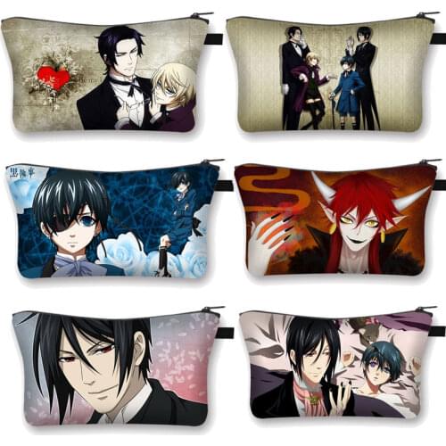 Anime Black Butler Cosmetic Bag Waterproof Printing Makeup Bag Anime Cosplay storage bag Girls Cosmetic Case Toilet Bag