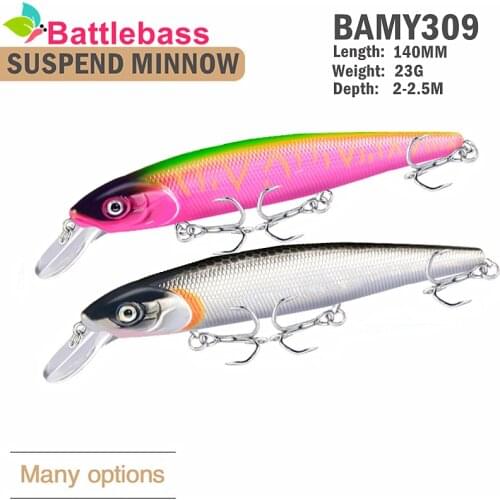 BATTLEBASS 2021 HOT Fishing Lure Suspend Jerkbait 23g Tungsten Moving Systerm Long Cast Wobbler 2.5m Minnow Bass Pike Tackle