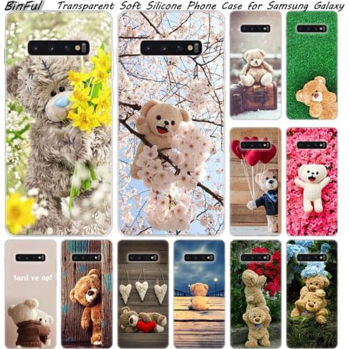Cute gift teddy bear Soft Silicone Case For Samsung Galaxy S10 S9 S8 Plus S7 Edge A6 A8 Plus A7 A9 2018 A5 2017 Fashion Cover