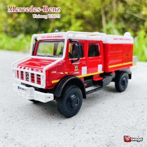 Bburago 1:50 Mercedes-Benz U5023 fire truck engineering vehicle die-casting metal childrens toy gift simulation alloy car