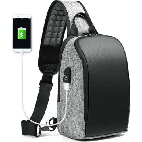 Fashion Casual Cross Body Bag for Men 9.7" IPad Messenger Bags with USB Charging Port Chest Pack Male Mens Shoulder Sling Bags