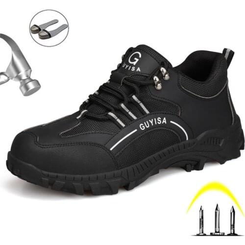 Mens Work Safety Shoes with Steel Toe Lightweight Breathable Indestructible Work Sneakers Anti-puncture Men Shoes Safety Boots