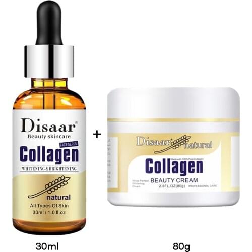 Skincare Set Collagen Face Cream 80g Facial Serum 30ml Moisturizing Rejuvenating Remove Fine Lines Brightening Skin Care Kit