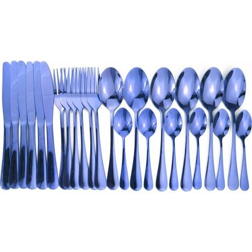 24pcs Shiy Luxury Gold Cutlery Sets Wedding Tableware Forks Knives Spoons Silverware Travel Cutlery Set Dropshipping