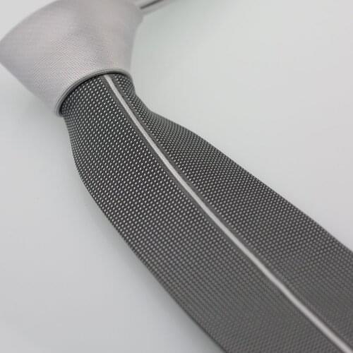 YIBEI Coachella SKINNY Ties Gray Vertical Stripes Neckties Dark Gray Cravatta Silver Knot Vertical Stripes Small Dots Neck Tie