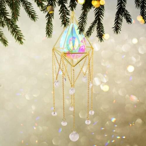 Hanging Crystal Crystal Pipa Beads Prism Pendant Craft Chain Hanging Window Ornament Home Garden Decor