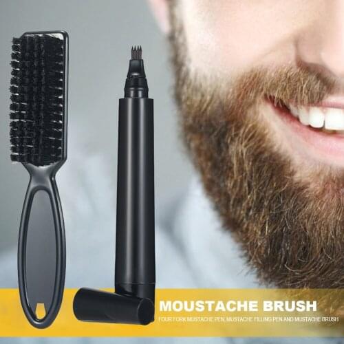Mustache Facial Hair Growth Pen Practical Beard Filler Pencil Anti Hair Loss Repair Moustache Shape Brush Salon