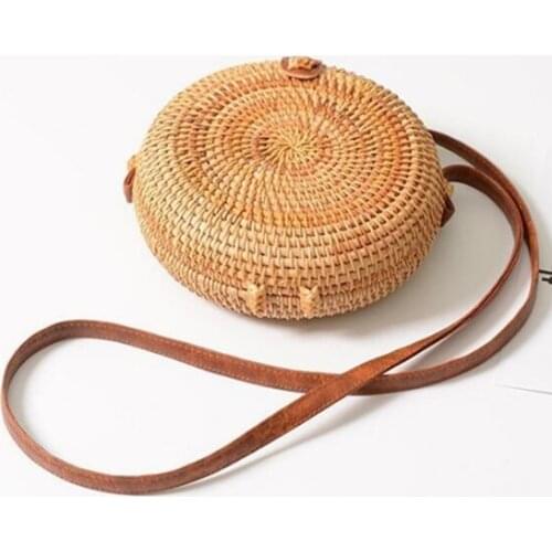 Handmade Woven Beach Crossbody Bags Circle Bohemia Bali Handbags Fashion Women Summer Rattan Bags Round Square Straw Bag