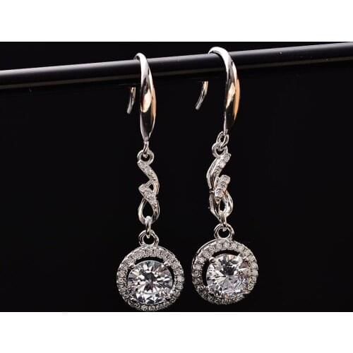 925 Silver Excellent Cut Big 1 Carat VVS1 Moissanite Drop Earrings Pass Diamond Test Total 2 ct Moissanite Princess Earrings